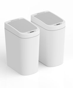 Pair of 1.85 Gallon Trash Bin ABS Slim Bathroom Motion Sensor Trash Can | DZT-7-2B