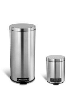 Step-On Round Trash Can 8 Gallon & 1.3 Gallon Garbage Set | CB-SOT-30-1/5-1