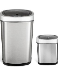 13.2 Gallon & 3.2 Gallon | Rectangular Motion Sensor Trash Can Combo | CB-DZT-50-9/12-9