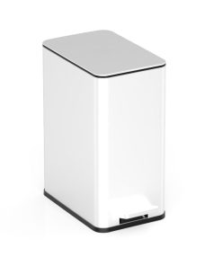 Step-On Trash Can 2.6 Gallon. Rectangular Shaped. White/Black | XZD-10-88